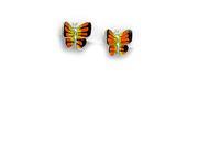 Sterling Silver and Enamel Butterfly Earrings in Orange