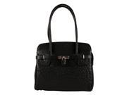 Black Ostrich Style Italian Leather Handbag