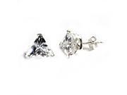 Romantic Sterling Silver and Trillion Cut Cubic Zirconia Stud Earrings 8mm