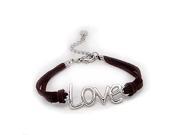 Brown ultra suede bracelet with LOVE adornment