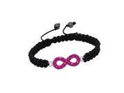 Fuchsia Sterling Silver Infinity Shamballa Bracelet with Crystals Adjustable