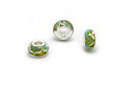 Cheneya Glass Bead in ButtEarringscotch with White Green and Turquoise Color Compatible with Pandora Chamilia Troll