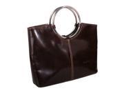 Barberini s Luxurious Italian Leather Metal Handle Handbag in Brown