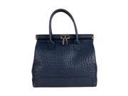 Italian Leather Handbag in Ostrich Royal Blue