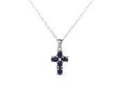 Emeralds and Cubic Zirconia Cross Pendant in Sterling Silver