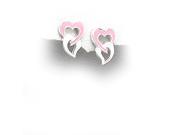 Pink and White Enamel Heart Earrings