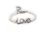 White ultra suede bracelet with LOVE adornment
