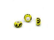 Cheneya Glass Bead in a Yellow and Black Design Compatible with Pandora Chamilia Troll