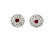 Diamond and Ruby Earrings Set in 14K White Gold 0.70ctw