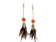 Feather earrings with orange crystals