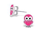 Children s Light Pink Owl Earrings in Sterling Silver