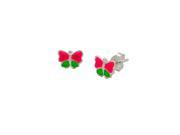 Children s Pink and Green Sterling Silver Butterfly Stud Earrings