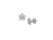Five Petal Sterling Silver Flower Stud Earrings