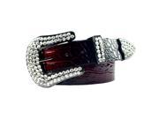 Red Patent Leather Belt in a Crocodile Pattern Decorated in High Quality Clear Crystal on a Silver Tone Buckle Size S M