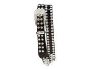 Brown Studded Belt with Double Rhinestone Rows Size M L