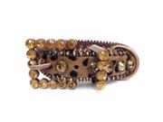 Leopard Leather Dog Collar with a Row of High Quality Brown Rhinestones Size XS