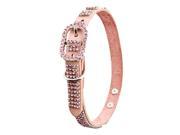 Pink Leather Dog Collar with 4 Rows of High Quality Pink Rhinestones Size Medium