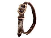 Brown Leather Dog Collar with 4 Rows of High Quality Yellow Rhinestones And Rinestone Buckle Size S