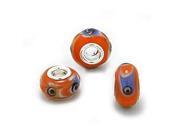 Cheneya Glass Bead in Orange with Blue Eye Design Compatible with Pandora Chamilia Troll