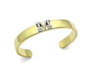 Two Tone Gold Silver Bangle Cuff Bracelet Letter M in Top Grade Crystal
