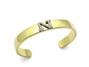 Two Tone Gold Silver Bangle Cuff Bracelet Letter N in Top Grade Crystal