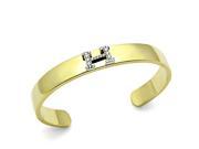 Two Tone Gold Silver Bangle Cuff Bracelet Letter H in Top Grade Crystal