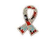 Autism Awareness Pin in a Puzzle Ribbon with Rhinestones
