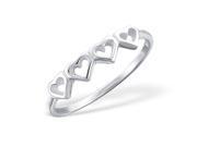 Sterling Silver Hearts Friendship Ring Size 8