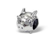 Cheneya When Pigs Fly ?Flying Pig? Sterling Silver Round Bead