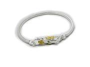 Classic Cheneya Sterling Silver Bracelet with 14K Gold Plated flower lock