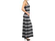 Grey White and Black Striped Sleeveless Scoop Neck Maxi Dress Small
