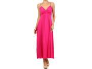 Hot Pink Spaghetti Strap Maxi Dress with Twist Shirring Detail Medium