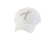 White Hat with Metal Stud Covered Breast Cancer Awareness Riboon One Size
