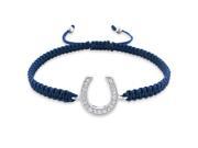 Blue Corded Fifty Shades of Grey Style Horseshoe Shamballa Bracelet Adjustable