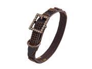 Dark Brown Leather Dog Collar with High Quality Rhinestones Size Medium