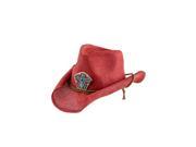Bead Encrusted Ornate Accent Red Straw Woven Western Cowboy Hat w Natural Brim