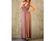 Mocha Brown Solid Color Sleeveless Flowing Maxi Dress Small