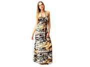 Sky Collection Waheed Sleeveless Tiger Maxi Dress with Chain Neckline Small