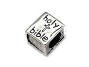 Cheneya Sterling Silver 925 Christian Holy Bible Book Bead Charm with Cross