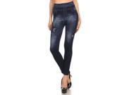 Skinny High Waist Pull on Jegging in Blue Jean Denim Design with Star Accents