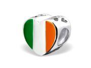 Cheneya Sterling Silver 925 Colorful Heart Shape Irish Flag or Ireland Bead
