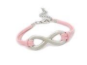 Eye Catching Light Pink Bracelet with a silver Infinity symbol adjustable length