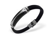 Mens Black Leather Cord 316L Surgical Grade Stainless Steel 9mm Bracelet