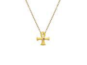 Mystical 14K Yellow Gold Egyptian Cross Pendant with Cubic Zirconia 18? Chain