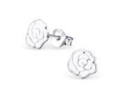 Children s White and Sterling Silver Rose Studs with Epoxy