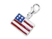 Sterling Silver Usa Flag Charm with Lobster Claw Closure