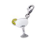 Sterling Silver and White Margarita Glass Charm with Lime
