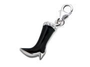 Black and Sterling Silver Boot Charm