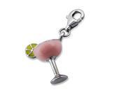 Sterling Silver and Pink Margarita Glass Charm with Lime