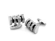 Unisex Top Grade Clear Crystal Rhodium Plated Cuff Links